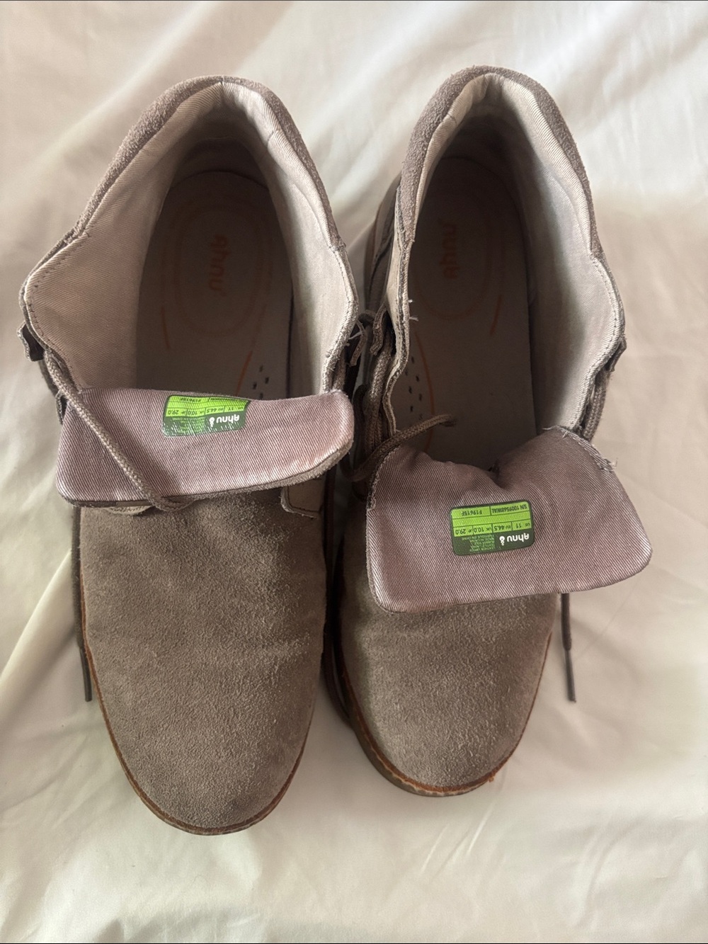 Ahnu Men's Suede Boat Shoes in Taupe Brown